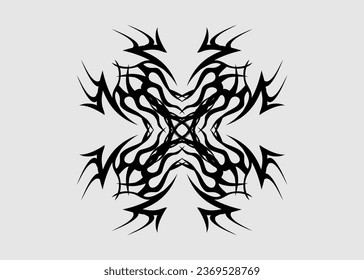 black abstract symmetrical floral motif tribal art motif