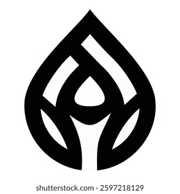 Black Abstract Symmetrical Teardrop Logo