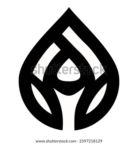 Black Abstract Symmetrical Teardrop Logo