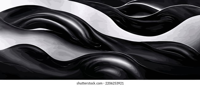 black abstract tech banner with liquid curved glossy, background