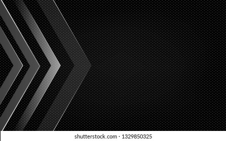 Black abstract tech geometric background. Line metallic shape with light pattern composition