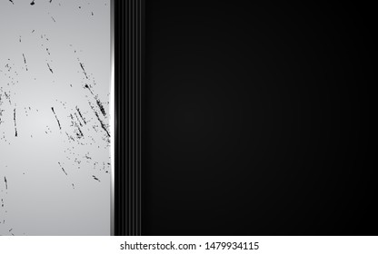 Black abstract tech geometric background a combination silver metallic line shape and grunge texture composition