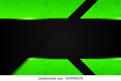 Black abstract tech geometric background a combination green metallic line shape and grunge texture composition