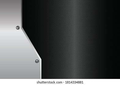 Black abstract tech geometric background. Line metallic silver shape with light pattern composition. Blank space on for text and background design. Can use for cover, banner, advertising