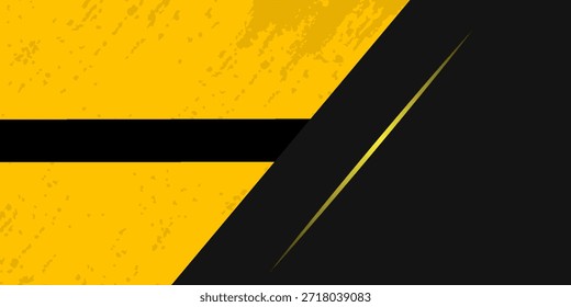 Black abstract tech geometric background a combination yellow metallic line shape and grunge texture composition