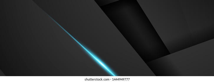 Black abstract tech geometric modern background. Vector design