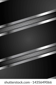 Diseño de rayas с metal de tecnología abstracta negro sobre fondo perforado. Ilustración del vector