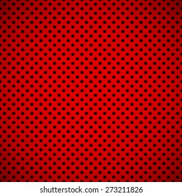 Black abstract technology app icon, button template with polygon perforated speaker grill, metal texture (chrome, steel), realistic shadow, light background for applications, apps. Vector illustration