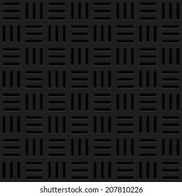 Black abstract technology background with seamless perforated speaker grill texture for internet sites, web user interfaces, UI, applications, apps and business presentations. Vector illustration.