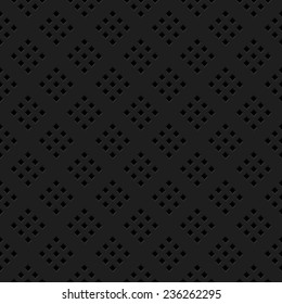 Black abstract technology background with seamless square perforated speaker grill texture for web sites, user interfaces, UI, applications, apps and business presentations. Vector illustration.