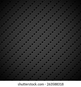 Black abstract technology background with seamless square perforated speaker grill texture for web, user interfaces, UI, applications, apps, business presentations and prints. Vector illustration.