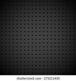 Black abstract technology background with seamless square perforated speaker grill texture for web, user interfaces, UI, applications, apps, business presentations and prints. Vector illustration.