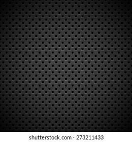 Black abstract technology background with seamless square perforated speaker grill texture for web, user interfaces, UI, applications, apps, business presentations and prints. Vector illustration.