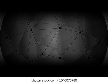 Black abstract template for card or banner. Metal Background with waves and reflections. Business background, silver, illustration. Illustration of abstract background with a metallic element