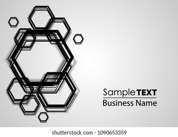 Black abstract template for card or banner. Metal Background with reflections. Business background, silver, illustration. Illustration of abstract background with a metallic element