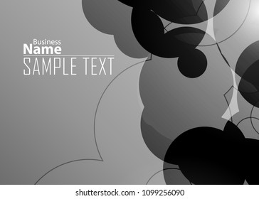 Black abstract template for card or banner. Metal Background with waves and reflections. Business background, silver, illustration. Illustration of abstract background with a metallic element
