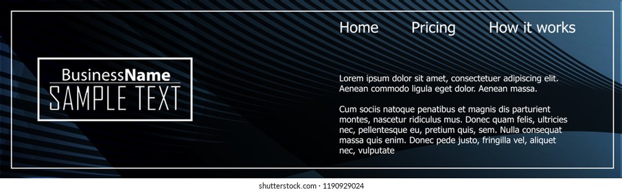 Black abstract template for card or banner. Metal Background with waves and reflections. Business background, silver, illustration. Illustration of abstract background with a metallic element