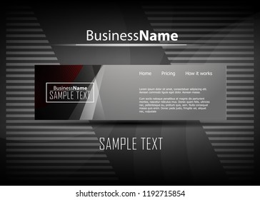 Black abstract template for card or banner. Metal Background with waves and reflections. Business background, silver, illustration. Illustration of abstract background with a metallic element