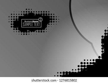 Black abstract template for card or banner. Metal Background with waves and reflections. Business background, silver, illustration. Illustration of abstract background with a metallic element