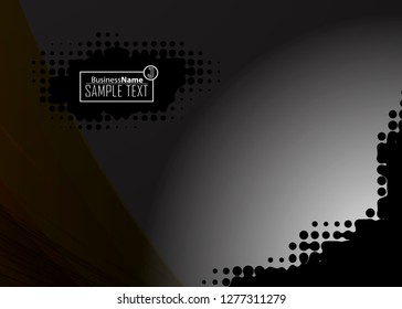 Black abstract template for card or banner. Metal Background with waves and reflections. Business background, silver, illustration. Illustration of abstract background with a metallic element