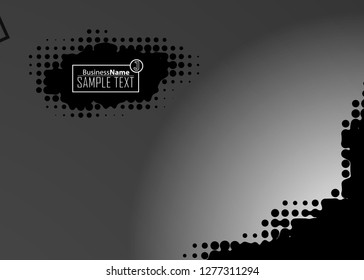 Black abstract template for card or banner. Metal Background with waves and reflections. Business background, silver, illustration. Illustration of abstract background with a metallic element