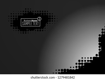 Black abstract template for card or banner. Metal Background with waves and reflections. Business background, silver, illustration. Illustration of abstract background with a metallic element