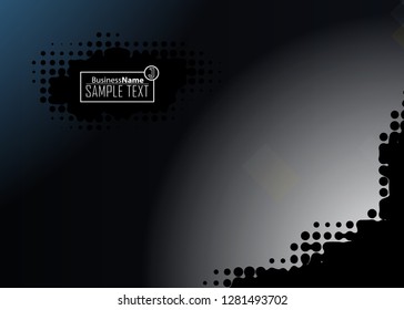 Black abstract template for card or banner. Metal Background with waves and reflections. Business background, silver, illustration. Illustration of abstract background with a metallic element