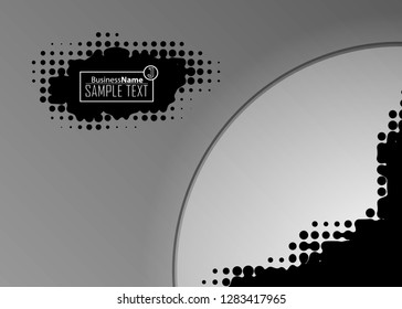 Black abstract template for card or banner. Metal Background with waves and reflections. Business background, silver, illustration. Illustration of abstract background with a metallic element