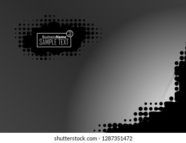 Black abstract template for card or banner. Metal Background with waves and reflections. Business background, silver, illustration. Illustration of abstract background with a metallic element