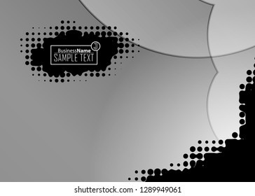 Black abstract template for card or banner. Metal Background with waves and reflections. Business background, silver, illustration. Illustration of abstract background with a metallic element