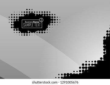 Black abstract template for card or banner. Metal Background with waves and reflections. Business background, silver, illustration. Illustration of abstract background with a metallic element