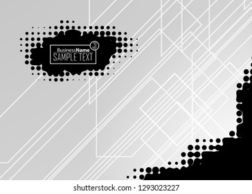 Black abstract template for card or banner. Metal Background with waves and reflections. Business background, silver, illustration. Illustration of abstract background with a metallic element