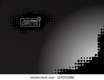 Black abstract template for card or banner. Metal Background with waves and reflections. Business background, silver, illustration. Illustration of abstract background with a metallic element