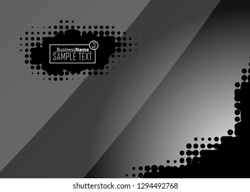 Black abstract template for card or banner. Metal Background with waves and reflections. Business background, silver, illustration. Illustration of abstract background with a metallic element