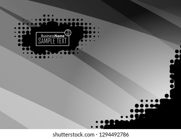 Black abstract template for card or banner. Metal Background with waves and reflections. Business background, silver, illustration. Illustration of abstract background with a metallic element