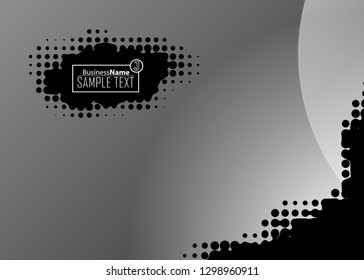 Black abstract template for card or banner. Metal Background with waves and reflections. Business background, silver, illustration. Illustration of abstract background with a metallic element