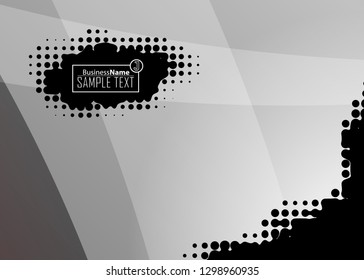 Black abstract template for card or banner. Metal Background with waves and reflections. Business background, silver, illustration. Illustration of abstract background with a metallic element