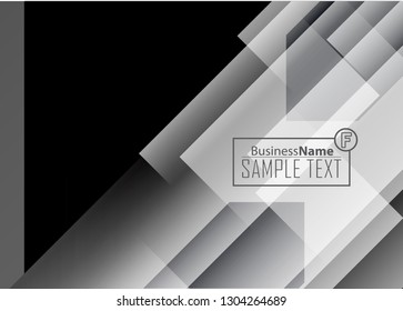 Black abstract template for card or banner. Metal Background with waves and reflections. Business background, silver, illustration. Illustration of abstract background with a metallic element