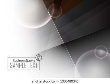 Black abstract template for card or banner. Metal Background with waves and reflections. Business background, silver, illustration. Illustration of abstract background with a metallic element