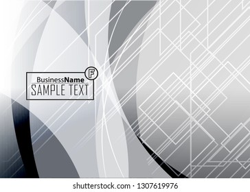Black abstract template for card or banner. Metal Background with waves and reflections. Business background, silver, illustration. Illustration of abstract background with a metallic element