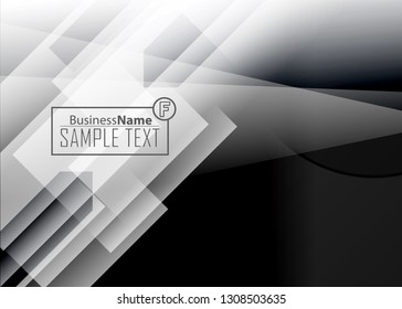 Black abstract template for card or banner. Metal Background with waves and reflections. Business background, silver, illustration. Illustration of abstract background with a metallic element
