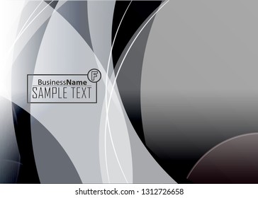Black abstract template for card or banner. Metal Background with waves and reflections. Business background, silver, illustration. Illustration of abstract background with a metallic element