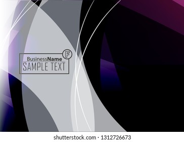 Black abstract template for card or banner. Metal Background with waves and reflections. Business background, silver, illustration. Illustration of abstract background with a metallic element