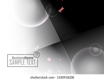 Black abstract template for card or banner. Metal Background with waves and reflections. Business background, silver, illustration. Illustration of abstract background with a metallic element