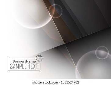 Black abstract template for card or banner. Metal Background with waves and reflections. Business background, silver, illustration. Illustration of abstract background with a metallic element