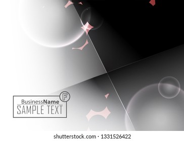 Black abstract template for card or banner. Metal Background with waves and reflections. Business background, silver, illustration. Illustration of abstract background with a metallic element