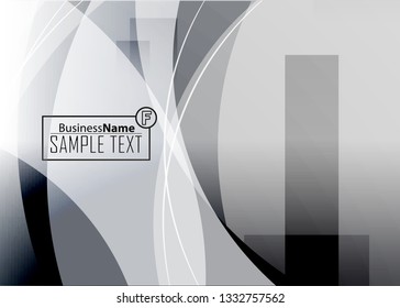 Black abstract template for card or banner. Metal Background with waves and reflections. Business background, silver, illustration. Illustration of abstract background with a metallic element