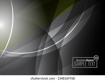 Black abstract template for card or banner. Metal Background with waves and reflections. Business background, silver, illustration. Illustration of abstract background with a metallic element