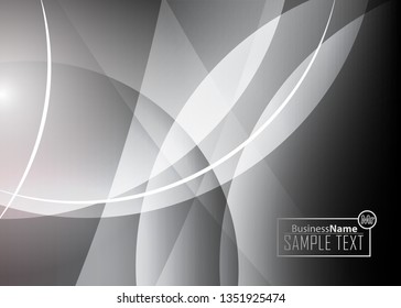 Black abstract template for card or banner. Metal Background with waves and reflections. Business background, silver, illustration. Illustration of abstract background with a metallic element