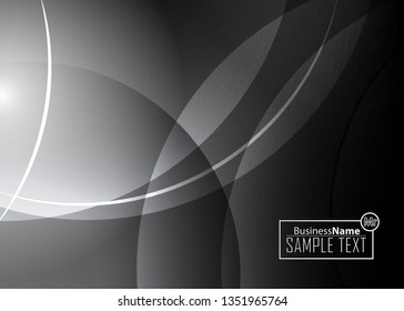 Black abstract template for card or banner. Metal Background with waves and reflections. Business background, silver, illustration. Illustration of abstract background with a metallic element